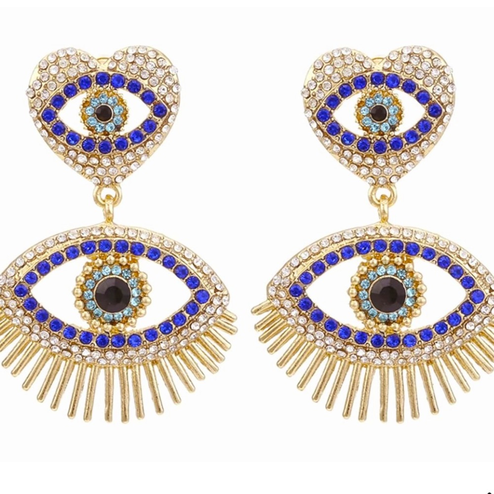 RHINESTONE EYE DANGLE EARRINGS